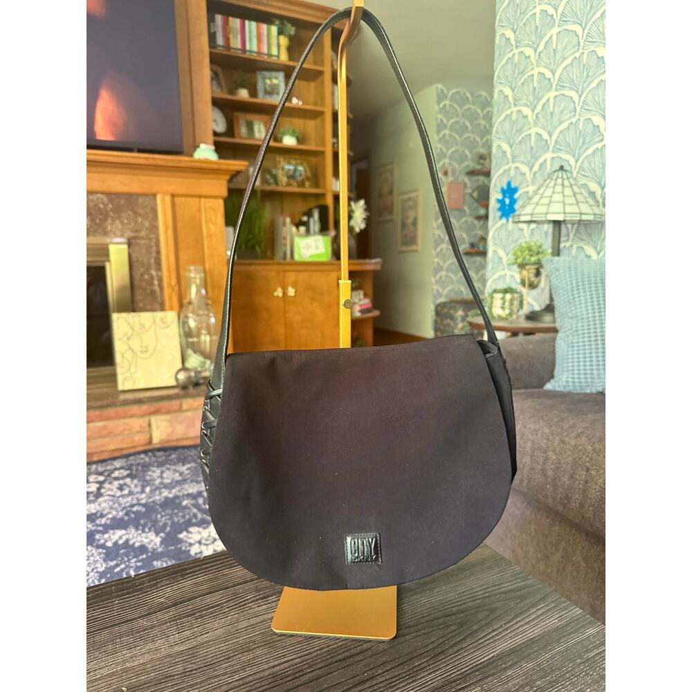 CITY DKNY Nylon Black Braided Hobo Shoulder Bag